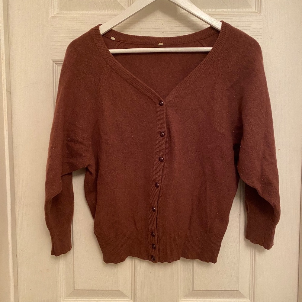 50s Vintage Soft Brown Sweater Cardigan Sz XS, S